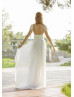 Cap Sleeves Ivory Lace Chiffon Modern Boho Wedding Dress